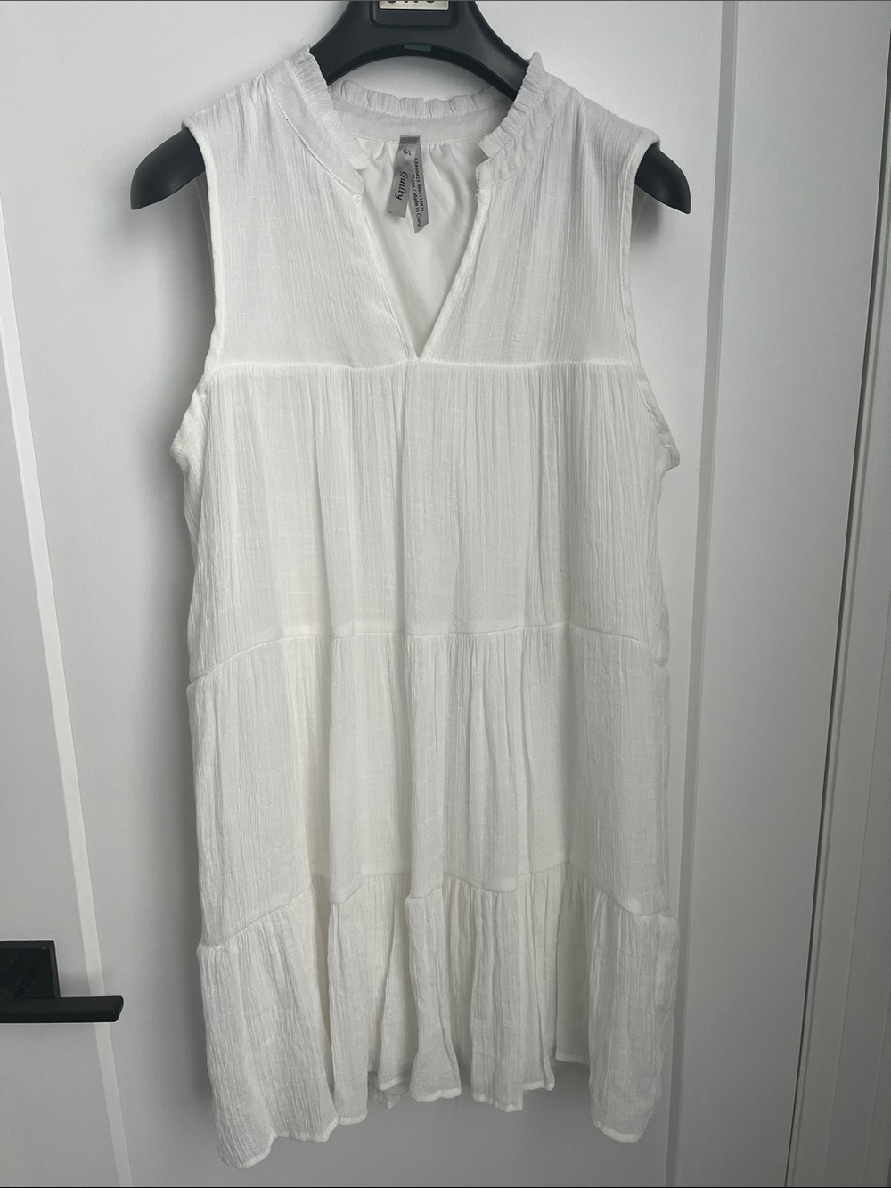 Sleeveless Gauzy Tiered V-Neck Dress